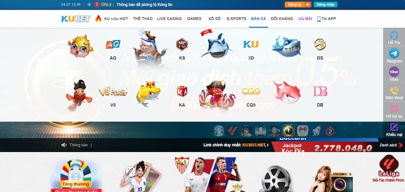 Bắn Cá Kubet - Cơ Hội Săn Thưởng Cực Hấp Dẫn 3 Đa dạng sảnh game bắn cá hấp dẫn